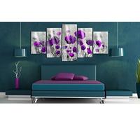 Tableau sur verre acrylique Meadow: Purple Poppies-Taille L 100 x H 50 cm Imprimé G