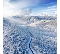 Tableau sur verre hivernal 45x45 cm CEANOTHE Décoration Murale Art Décoratif Muraux Peinture Imprimée en HD Salon Chambre Bureau Fabriqué en France Bleu G