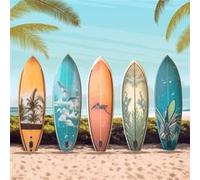 Tableau sur verre planches de surf 30x30 cm CEANOTHE Décoration Murale Art Décoratif Muraux Peinture Imprimée en HD Salon Chambre Bureau Fabriqué en France Vert G