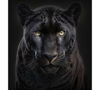 Tableau sur verre portrait panthère 30x30 cm CEANOTHE Décoration Murale Art Décoratif Muraux Peinture Imprimée en HD Salon Chambre Bureau Fabriqué en France Noir G
