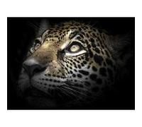 Tableau sur verre regard léopard 45x45 cm CEANOTHE Décoration Murale Art Décoratif Muraux Peinture Imprimée en HD Salon Chambre Bureau Fabriqué en France Noir G