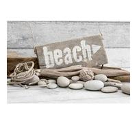 Tableau sur verre synthétique beach 65x97 cm CEANOTHE Décoration Murale Art Décoratif Muraux Peinture Imprimée en HD Salon Chambre Bureau Fabriqué en France Beige G