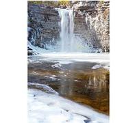 Tableau sur verre synthétique cascade hivernale 65x97 cm CEANOTHE Décoration Murale Art Décoratif Muraux Peinture Imprimée en HD Salon Chambre Bureau Fabriqué en France Marron G