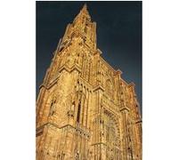 Tableau sur verre synthétique cathédrale de Strasbourg dorée 80x120 cm CEANOTHE Décoration Murale Art Décoratif Muraux Peinture Imprimée en HD Salon Chambre Bureau Fabriqué en France Jaune G