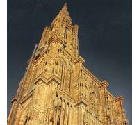 Tableau sur verre synthétique cathédrale de Strasbourg dorée 90x90 cm CEANOTHE Décoration Murale Art Décoratif Muraux Peinture Imprimée en HD Salon Chambre Bureau Fabriqué en France Jaune G