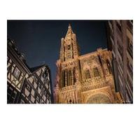 Tableau sur verre synthétique cathédrale Notre-Dame de Strasbourg de nuit 80x120 cm CEANOTHE Décoration Murale Art Décoratif Muraux Peinture Imprimée en HD Salon Chambre Bureau Fabriqué en France Marr