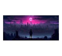 Tableau sur verre synthétique cyberespace 65x145 cm CEANOTHE Décoration Murale Art Décoratif Muraux Peinture Imprimée en HD Salon Chambre Bureau Fabriqué en France Violet G