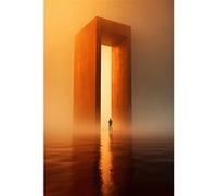 Tableau sur verre synthétique passage secret 65x97 cm CEANOTHE Décoration Murale Art Décoratif Muraux Peinture Imprimée en HD Salon Chambre Bureau Fabriqué en France Orange G