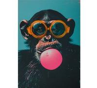 Tableau sur verre synthétique portrait chimpanzé pop art 80x120 cm CEANOTHE Décoration Murale Art Décoratif Muraux Peinture Imprimée en HD Salon Chambre Bureau Fabriqué en France Noir