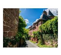 Tableau sur verre synthétique rue Collonges-la-Rouge 80x120 cm CEANOTHE Décoration Murale Art Décoratif Muraux Peinture Imprimée en HD Salon Chambre Bureau Fabriqué en France Vert G