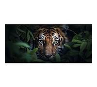 Tableau sur verre synthétique tigre caché 65x145 cm CEANOTHE Décoration Murale Art Décoratif Muraux Peinture Imprimée en HD Salon Chambre Bureau Fabriqué en France Multicolore G