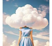 Tableau sur verre tête dans les nuages 45x45 cm CEANOTHE Décoration Murale Art Décoratif Muraux Peinture Imprimée en HD Salon Chambre Bureau Fabriqué en France Bleu G