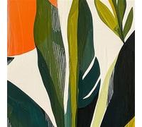 Tableau sur verre traits botaniques abstraits 30x30 cm CEANOTHE Décoration Murale Art Décoratif Muraux Peinture Imprimée en HD Salon Chambre Bureau Fabriqué en France Multicolore