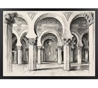 Tableau Synagogue Santa Maria la Blanca - Poster Toledo avec cadre | Décoration pour salon, tableaux historiques, décoration culturelle, tableaux décoratifs classiques, Toledo