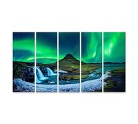 Tableau Tableaux lumière du nord aurore boréale kirkjufell Islande montagnes kirkjufell hiver lumière du nord aurore boréale Cadre sur Toile Impression Photo Affiches