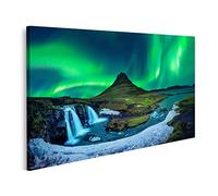 Tableau Tableaux lumière du nord aurore boréale kirkjufell Islande montagnes kirkjufell hiver lumière du nord aurore boréale Cadre sur Toile Impression Photo Affiches