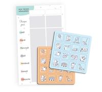 Tableau tâches ménagères ? 32 magnets bleu et orange TU