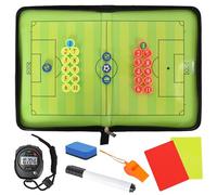 Tableau Tactique de Football, Pliable Entraîneur Football Tableau Magnétique, avec Grandes Figurines d'échecs Magnétiques Chronomètre Sifflet éponge Marqueur Carton Rouge Carton Jaune