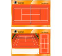 Tableau Tactique de Tennis - Court en Terre battue. Double Face, adapté aux marqueurs effaçables à Sec. PERSONNALISÉ avec Couleur, Blason ou Logo, nom et Club. (Standard)