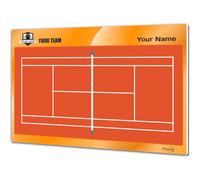 Tableau Tactique de Tennis - Court en Terre battue. Double Face, adapté aux marqueurs effaçables à Sec. PERSONNALISÉ avec Couleur, Blason ou Logo, nom et Club. (Large)