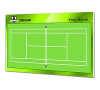 Tableau Tactique de Tennis sur Gazon - Double Face adaptée au marqueur effaçable à Sec. Personnalisée avec Couleur, Blason ou Logo, nom et Club (Large)