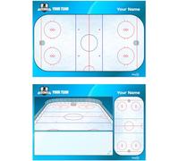 Tableau Tactique d'entraîneur de Hockey sur Glace. Double Face, adapté aux marqueurs effaçables à Sec. Personnalisé avec Couleur, Blason ou Logo, nom et Club. (Large)