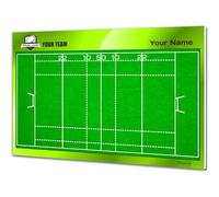 Tableau Tactique d'entraîneur de Rugby. Double Face, adapté pour marqueur effaçable à Sec. Personnalisé avec Couleur, Blason ou Logo, nom et Club. (Large)