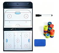 Tableau Tactique Magnétique De Hockey Sur Glace En Cuir 2,5 Plis Avec Stylo | Comprend Des Dispositions Sur Demi-terrain Et Sur Terrain Complet ; Matériau PU ; Se Tient Fermement ; Facile À Nettoyer