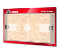 Tableau Tactique pour entraîneurs de Basketball. Double Face adaptée aux marqueurs effaçables à Sec. PERSONNALISÉE avec Couleur, Blason ou Logo, nom et Club. (Standard)