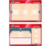 Tableau Tactique pour entraîneurs de Basketball. Double Face adaptée aux marqueurs effaçables à Sec. PERSONNALISÉE avec Couleur, Blason ou Logo, nom et Club. (Large)