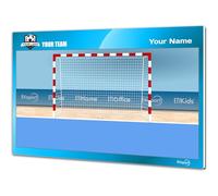 Tableau Tactique pour l'entraîneur de Gardien de But de Football en Salle. Double Face pour marqueur effaçable à Sec. Personnalisé avec Couleur, Blason ou Logo, nom et Club. (Large)