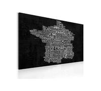 Tableau Text map of France on the black background-Taille L 90 x H 60 cm Imprimé
