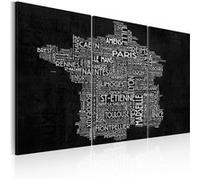 Tableau Text map of France on the black background triptych-Taille L 60 x H 40 cm Imprimé