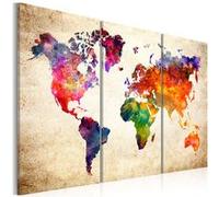 Tableau The World's Map in Watercolor-Taille L 120 x H 80 cm Imprimé