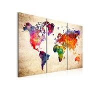 Tableau The World's Map in Watercolor-Taille L 90 x H 60 cm Imprimé