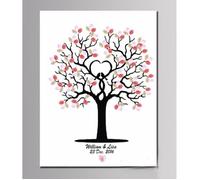 TABLEAU - TOILE 40 x 60 cm Empreintes digitales créatives Signature sur toile Invité Sign-in Arbre Empreinte digitale souvenir