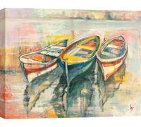 Tableau toile avec voiliers - Luigi Florio, Bateaux à quai - 70x50 cm