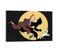 Tableau Toile Decoration sans Cadre Affiche Les Aventures de Tintin Tableau Décoratif Tableau Salon 60x90cm