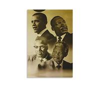 Tableau Toile Decoration sans Cadre Martin Luther King Barack Obama Malcolm X Nelson Mandela Art Mural pour garçons Chambre Musique Poster 60x90cm