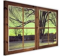 Tableau Toile Image déco Cadre mural Canevas Fenetre Arbre Neige 60x40