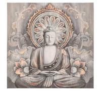 Tableau Toile Murale imprimée Bouddha avec Relief en métal 58 x 58 cm - Atmosphera
