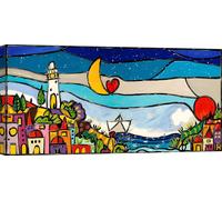 Tableau toile, paysage coloré - Wallas, Entre nous c'est l'amour - 140x70 cm