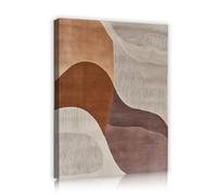 Tableau Toile Terracotta Marron Beige Géométrie Rétro 50x60cm | Tableau Rétro Motif Géométrique Bohème, Art sur Toile pour Salon, Chambre ou Lounge