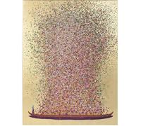 Tableau Touched fleurs pirogue 40x50cm doré et rose Kare Design