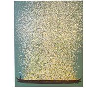 Tableau Touched fleurs pirogue 80x100cm vert et jaune Kare Design