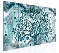 Tableau Tree and Waves (5 Parts) Blue-Taille L 225 x H 90 cm Imprimé G