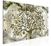 Tableau Tree and Waves (5 Parts) Green-Taille L 200 x H 80 cm Imprimé G