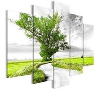 Tableau Tree near the Road (5 Parts) Green-Taille L 100 x H 50 cm
