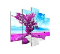 Tableau Tree near the Road (5 Parts) Violet-Taille L 100 x H 50 cm