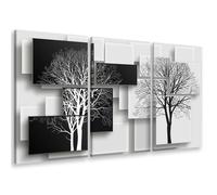 Tableau triptyque graphique arbres sur fonds noir et blanc - 90x60 cm